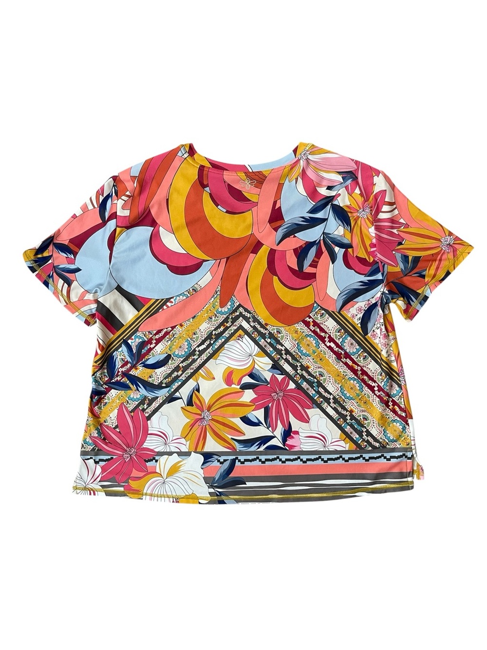 Johnny Was Bee Active Colorful Floral Performance Crop Tee Boho Athleisure XS - Picture 2 of 7